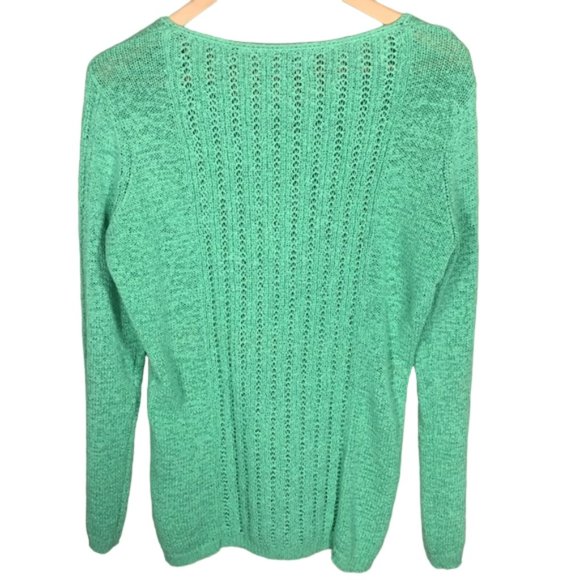 Rachel Zoe Open Knit Sweater Green Karla Loungewear Slouchy Spring Break Summer - Picture 7 of 8
